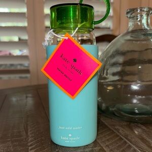 NWT, Kate Spade vintage glass water bottle with silicone sleeve .
